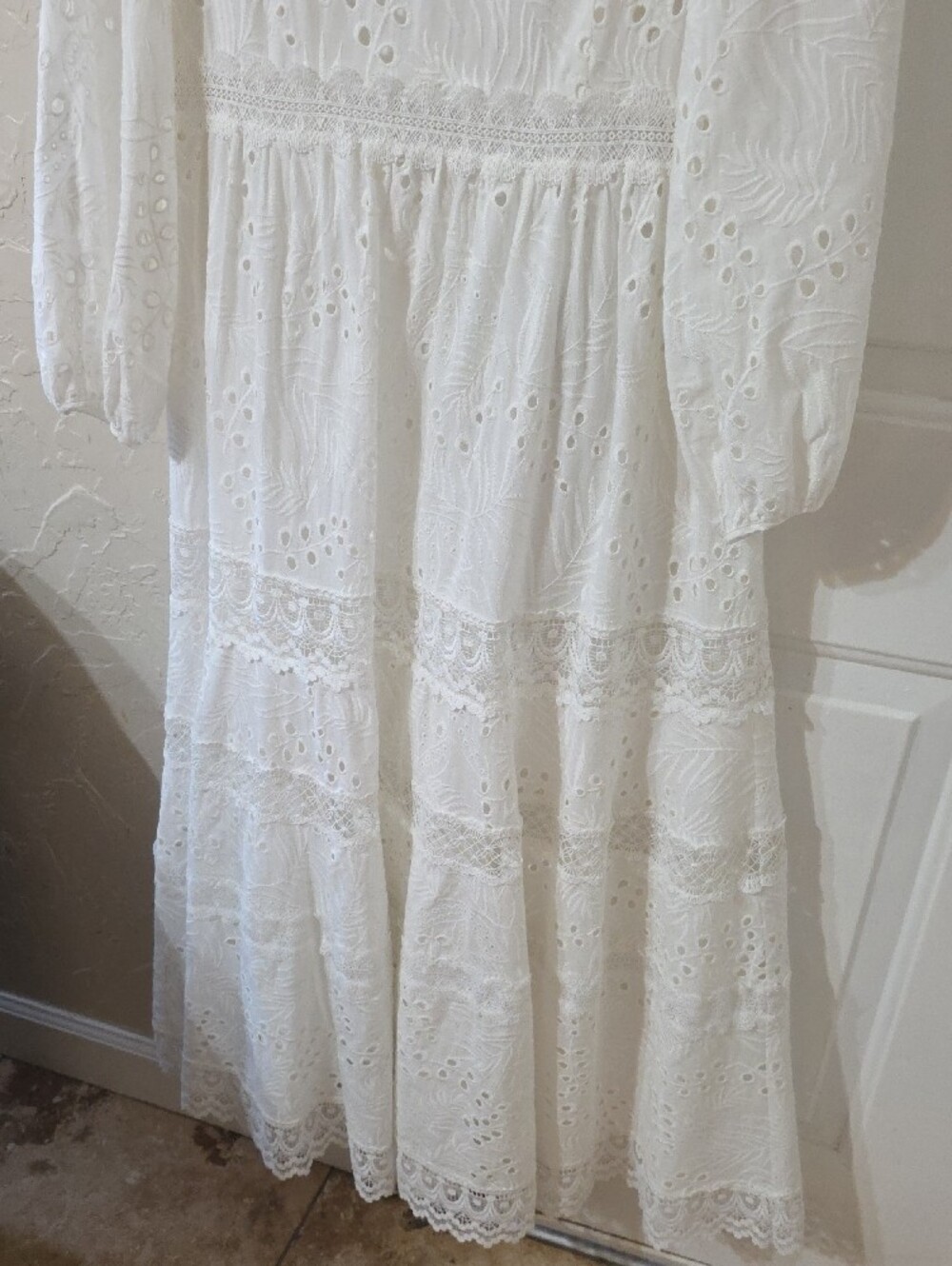 ANTONIO MELANI White Eyelet Tiered Maxi Dress Skirt - Picture 4 of 10